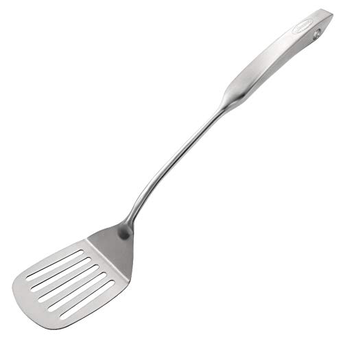 Newness Palette forate, 304 Cucchiaio in Acciaio Inox Spatola Forata con Manico Ergonomico Sottovuoto, Grip Design Confortevole per la Cucina 38.48cm (15.15 Inches)