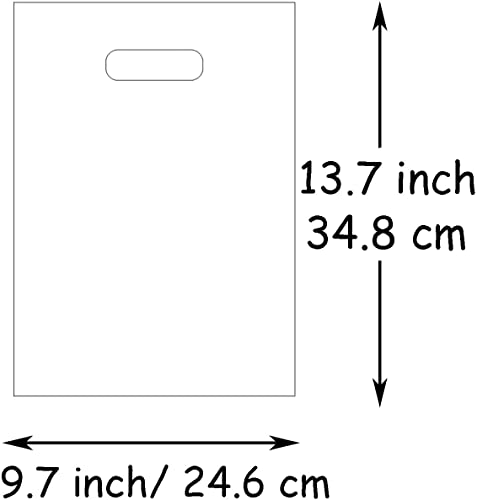 Joyhey 100 Count 9.7 inches x 13.7 inches Plastic Merchandise Bags, Shopping Bags, Retail Bags, Gift Bags with Die Cut Handles - White Geometry, 9.7x13.7 Inch (Pack of 100) (JH00545)