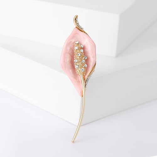 Image of Calla Lily Brooch for Women Enamel Calla Lily Lapel Pins Jewelry Gifts for Mom Wife Elegant Dress Accessories