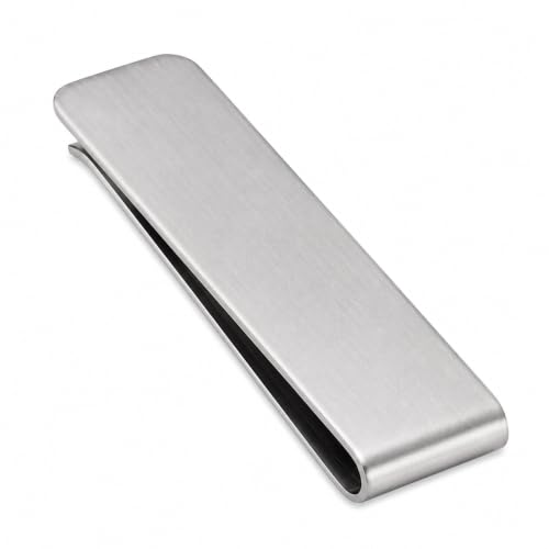 Image of Stainless Steel Money Clip Wallet, Slim Compact Cash and Card Holder Compact stainless steel construction offers a clip for folded notes and cards, with a slim profile suited to pockets.