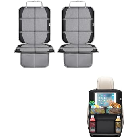 Meolsaek Car Seat Protector 2 Pack, Kick Mats Back Seat Protector 1 Pack, Thickest Carseat Seat Protector for SUV, Sedan, Truck, Leather Car Seat Cover