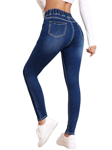 Floerns Women's Casual Drawstring Waist Skinny Jeans Workout Denim Pants2
