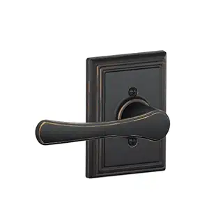 Avila Lever with Addison Trim Non-Turning Lock, Aged Bronze (F170 VLA 716 ADD)