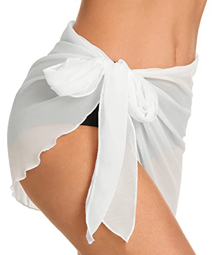 Image of Swimsuit Coverups for Women Sarong Beach Bikini Wrap Sheer Short Skirt Chiffon Scarf for Swimwear