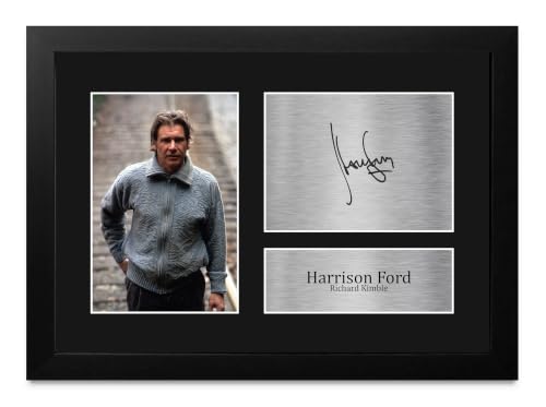 Memorabilia de El fugitivo Harrison Ford autógrafo impreso en cuadro A4 Richard Kimble