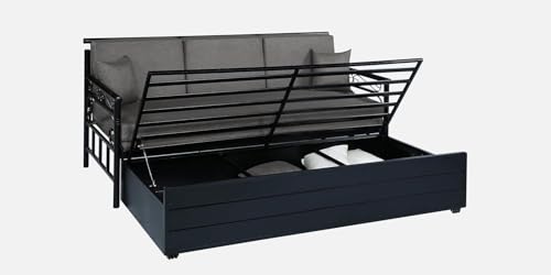 Image of 3 Seater Metal Sofa Cum Bed with Hydraulic Storage | Single Size Sofa Cuma Bed | 3 Seater Sofa Set, Metal Sofa Set for Living Room (Single Size (76 inch x 48 inch),Grey)
