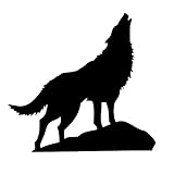 Howling Wolf Silhouette 6' Vinyl Sticker Car Decal (6' Black)