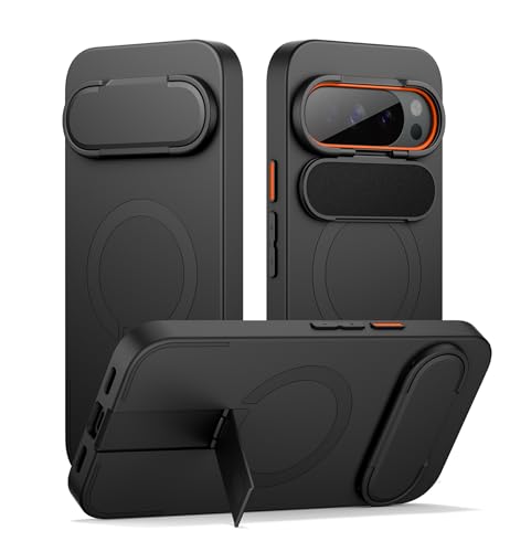 SURITCH �}�O�l�b�g���P�[�XGoogle Pixel 10/10 Pro �Ή� �J�����J�o�[&���߉\�ȃ��^���L�b�N�X�^���h�t�� �ϏՌ��o���p�[�P�[�X �X�����ی�J�o�[ Pixel 10/10 Pro �p - �u���b�N