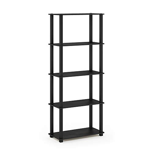 Image of Furinno Turn-N-Tube 5-Tier Multipurpose Shelf / Display Rack / Storage Shelf / Bookshelf, Square Tubes, Americano /Black