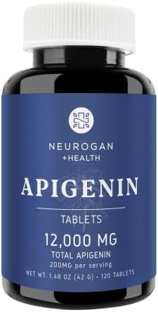Neurogan Apigenin 12,000mg | Nightime and Sleep Supplement – Bioavailable Plant (Chamomile) Extract Bioflavonoids | 200MG Per Serving – 60 Servings