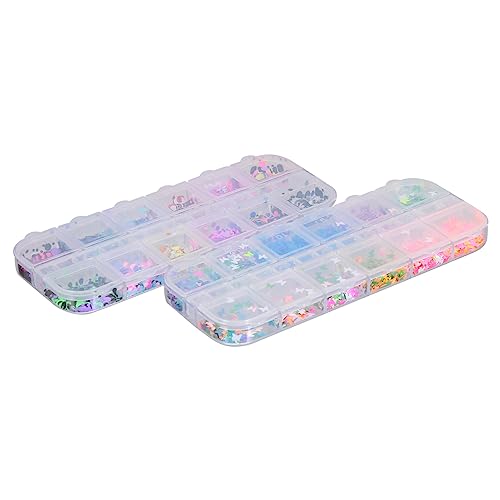 AUTSUPPL Nail Art Supplies Boxes of Glitter Sequin Nail Stickers Manicure Sequins Decorations