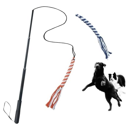 ASOCEA Dog Extendable Teaser Wand Pet Flirt Stick Pole Puppy Chasing Tail Interactive Toy for Small Medium Large Dogs Training Playing Exercise