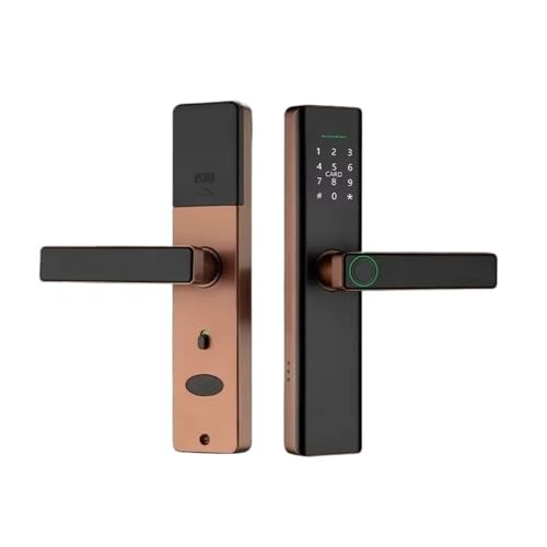 Poignée de porte connectée code et carte NFC serrure électronique marron avec télécommande HUB - 2