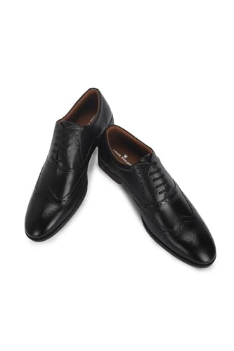 Image of Louis Philippe Men Premium Leather Breathable Lining Material Anti Slip with Heel TPR Sole Formal Oxford Shoes