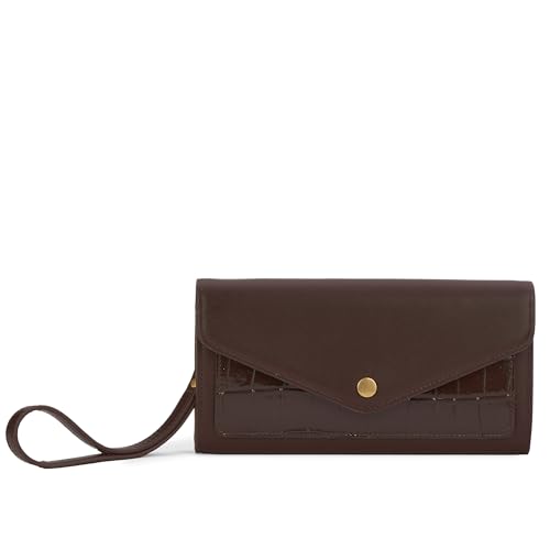 Miraggio Gemma Wallet For Woman With Snap Button Closure | Women Wallet | Gift Items For Women (Brown)