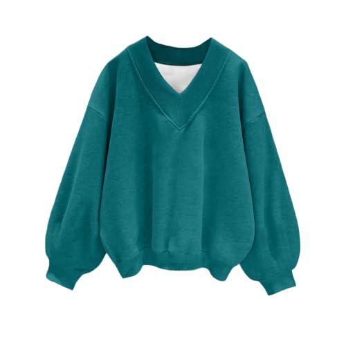 Womens V Neck Sweatshirt Fleece Oversized Sweatshirt Winter Outfits - image 1