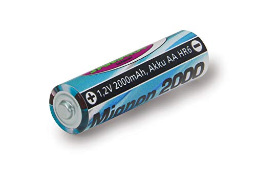 Jamara141018 HR6 141018-Battery 1,2V 2000mAh NiMh Mignon AA HR6-High-power Rechargable Battery, Idealy Suitable for use in speedlights, Cameras, remotes, Toys, Blue
