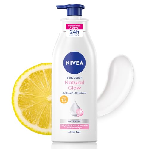 Nivea Natural Glow Body Lotion with SPF 15 Vitamin C Lightweight Moisturizing Lotion for Daily Use 13.52 Fl Oz (Pack of 1)