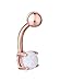 14g Stainless Steel Rose Gold Plated Synthetic White Opal Belly Button Ring