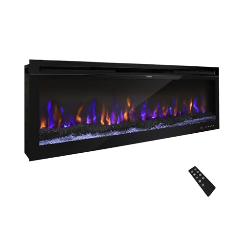 Masarflame 48 Inch Electric Fireplace - Narrow Frame Fireplace Heater