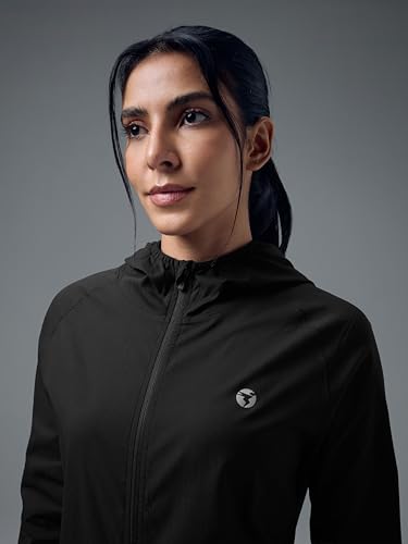 Image of TECHNOSPORT Women's Solid Slim Fit Hooded Jacket with TECHNOWARM+ | Full Zip Polyester Winter Jacket for Sports, Gym, Travel & Casual Wear | Long Sleeve Hooded Activewear with Moisture-Wicking Fabric