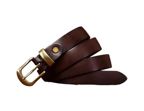 Women's Slim Leather Belt - 2.3 cm Solid Cowhide with Needle Buckle for Jeans