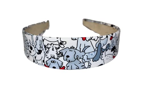 Gifts and Beads| My little dogs, white background,1 Headband, hair bands, gifts for women, headband for girls, wide headband, handmade in USA, wide hair band, flowers printed cotton fabric,wrapped plastic base, fashion headbands and headwrap for women and girls, diademas para mujeres y ninas.