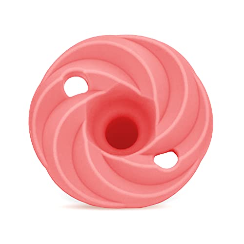 Image of Doddle & Co. Holland Pop Pacifier, Natural Shape, 100% Silicone (Peach /Rust, 3+ Months)