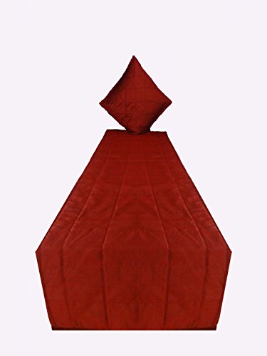 Quilted Bed Runner - Burgundy Bed Scarf Long Side Runner Throw King/Queen/Twin Size with Decorative Cushion Cover Polyester 20