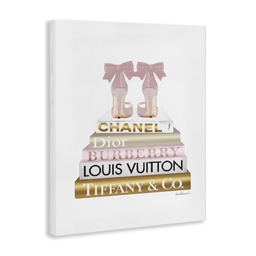 Stupell Industries Pink Gold Heels Bookstack, Designed By Amanda Greenwood, 30 x 40, Canvas Wall Art3