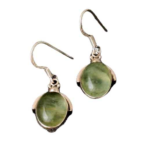 Préhnite boucles d'oreilles en argent 925 de qualité joaillière