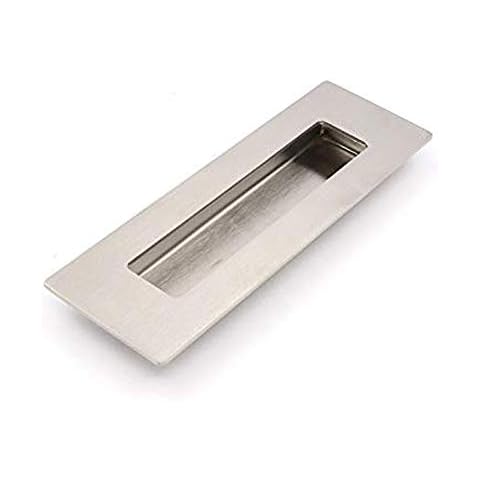 goldenwarm 2Pcs Rectangular Flat Plate Flush Recessed Sliding Door Pull Handles Hidden Concealed Screws 150mmx50mmx15mm Brushed Stainless Steel Cover