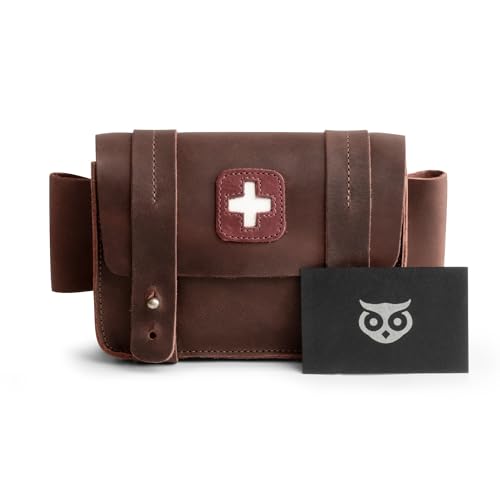 Image of Hide & Drink, Empty First Aid Bag, Mini Medical Storage Pouch, Rectangular Bag for Survival Kit, Full Grain Leather, Handmade