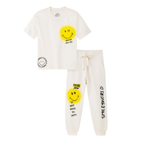 Image of Nap Chief Kids Cotton Official Smiley World Printed Co ord Set for Boys & Girls, Tshirt & Joggers Set for Casual Wear