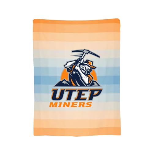 UTEP Miners Fleece Blanket Very Soft Microfiber Flannel Blanket for Couch Warm and Cozy
