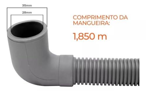 Mangueira Saída de Água Drenagem Lavadora Máquina de Lavar 1,85m Bocal Curvo Brastemp Ative Bwl11 Or
