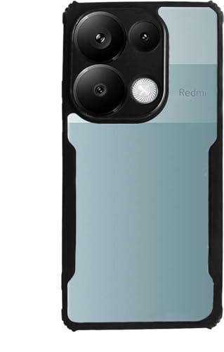 Image of AIBEX Crystal Clear Back Cover Case for Redmi Note 13 Pro 5G | 360 Degree Protection | Shock Proof Design | Transparent Back Cover Case (PC & TPU, Black Bumper)