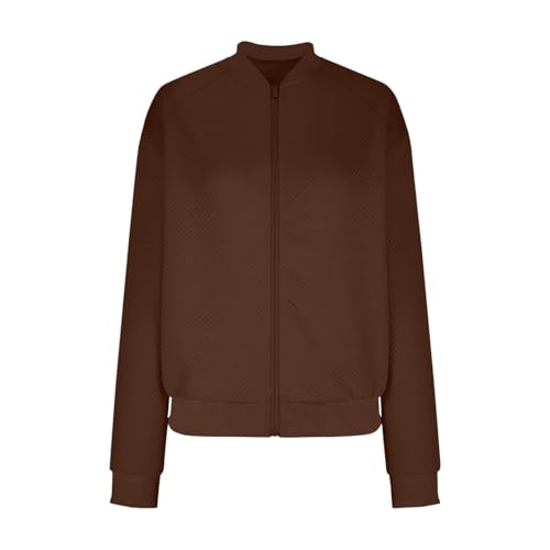 Blazer Jacket for Women Zip Up Bomber Jackets Fall Fashion Cardigan Sweaters Stand Collar Outerwear Casual Coat3