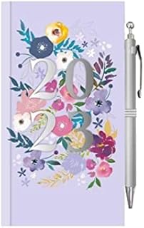 Ayush Party | 2023 Diary & Pen Slim Week To View Floral - Purple Diary |Planner And Organiser For School And Office
