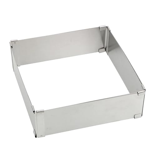 PPQIRU Anillo para Tartas Anillo Ajustable for Mousse, Herramienta for Hornear postres, Molde Decorativo for Pasteles de Acero Inoxidable, Molde Cuadrado for Pastel para Hornear