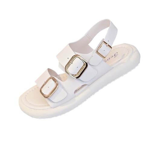 Sandales plates d'été cuir bout rond ouvert élégantes