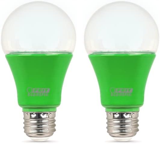 Feit Electric Bombilla LED de espectro completo A19GROWLEDG2, equivalente a 60 W, A19, no regulable, para cultivo de plantas, verde (paquete de 2)