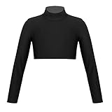 ranrann Kids Girls Long Sleeves Mock Neck Crop Top Yoga Gymnastic Ballet Dance Dancewear