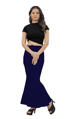 Image of Women's Polyester Blend Shapewear Patticoat Fishcut Flare Pattern Stretchable Drawstring Waist Maxi Length and Slim Fit Body Shaper Peticoat for Saree Daily Use Peticoat