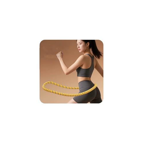 ソフトフラフープ フラフープダイエット用 1.5kg 折りたたみ式 静音省 柔らかい 青あざ防止 落ちない スペース ポータブル 脂肪燃焼 腹部引き締め 筋トレ シェイプアップ ウエスト 背中 脚 胸 エクササイズ 室内 公園用 男女兼用 (イエロー) [