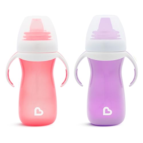 Image of Munchkin Gentle Transition Sippy Cup with Trainer Handles, 10 Ounce, Purple and Pink
