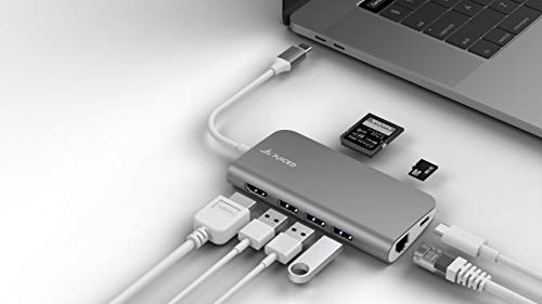 Juiced Systems BizHUB USB-C Multiport Gigabit HDMI Hub - 3X USB 3.0 Ports - Gigabit Ethernet - HDMI 4K - SD/Micro SD - USB-C Power Delivery