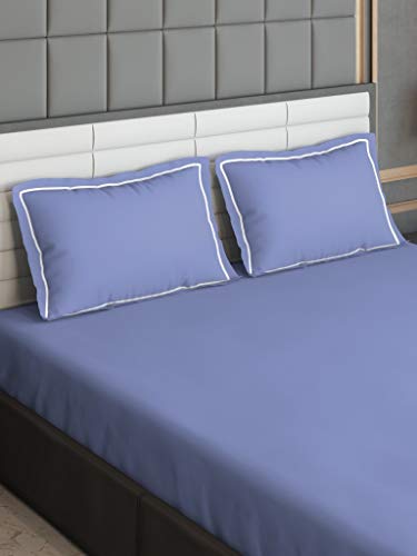 Image of DDECOR - Solids 300TC 100% Cotton Double Bedsheet with 2 Pillow Covers, King Size, Blue