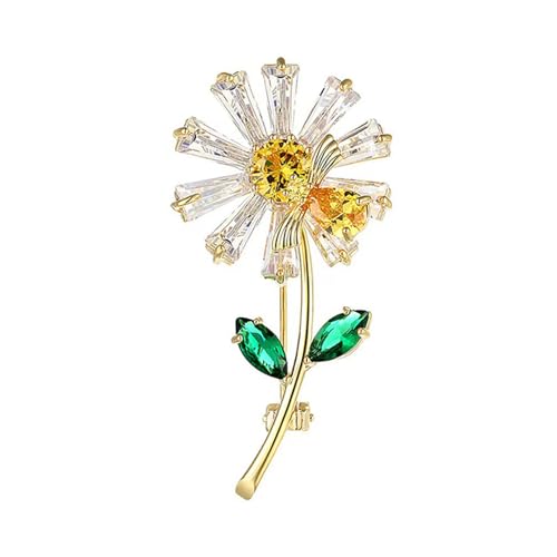 Image of WCRAZYE Sunflower Flower Brooch Pin for Women Girls Elegant Enamel Crystal Rhinestone Yellow Flower Plant Brooch Pin, Charm Sun Flower Coat Brooch for Mom Christmas Valentine's Day Jewelry Gifts
