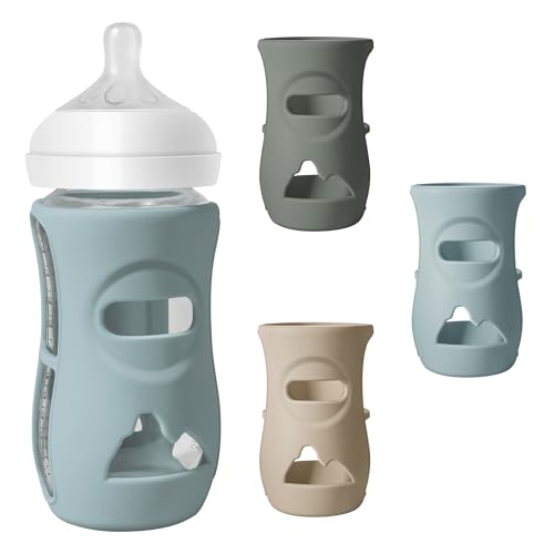Image of Joxodak 3 Pack Silicone Sleeves for Philips Avent Natural Glass Baby Bottles, Food Grade Silicone Anti Breakage Baby Bottles Holder, Compatible with Philips Avent Glass Natural Baby Bottle 8oz